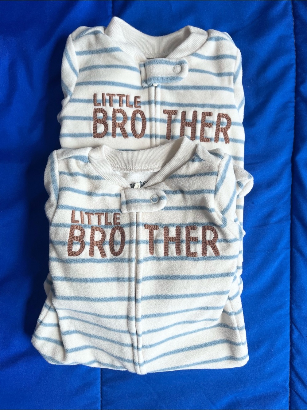 CARTER’S Baby Little Brother Fleece Footed Pajamas (2) 0-3 Months